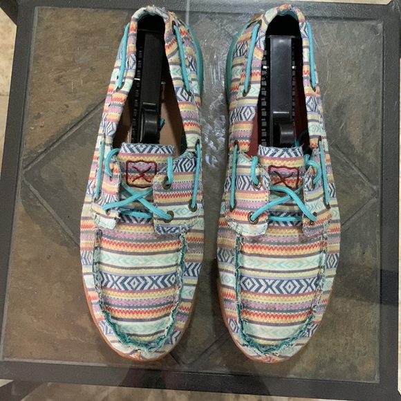 TWISTED X Women's Boat Shoe Driving Moc - Turquoise/Multicolor - Picture 6 of 11